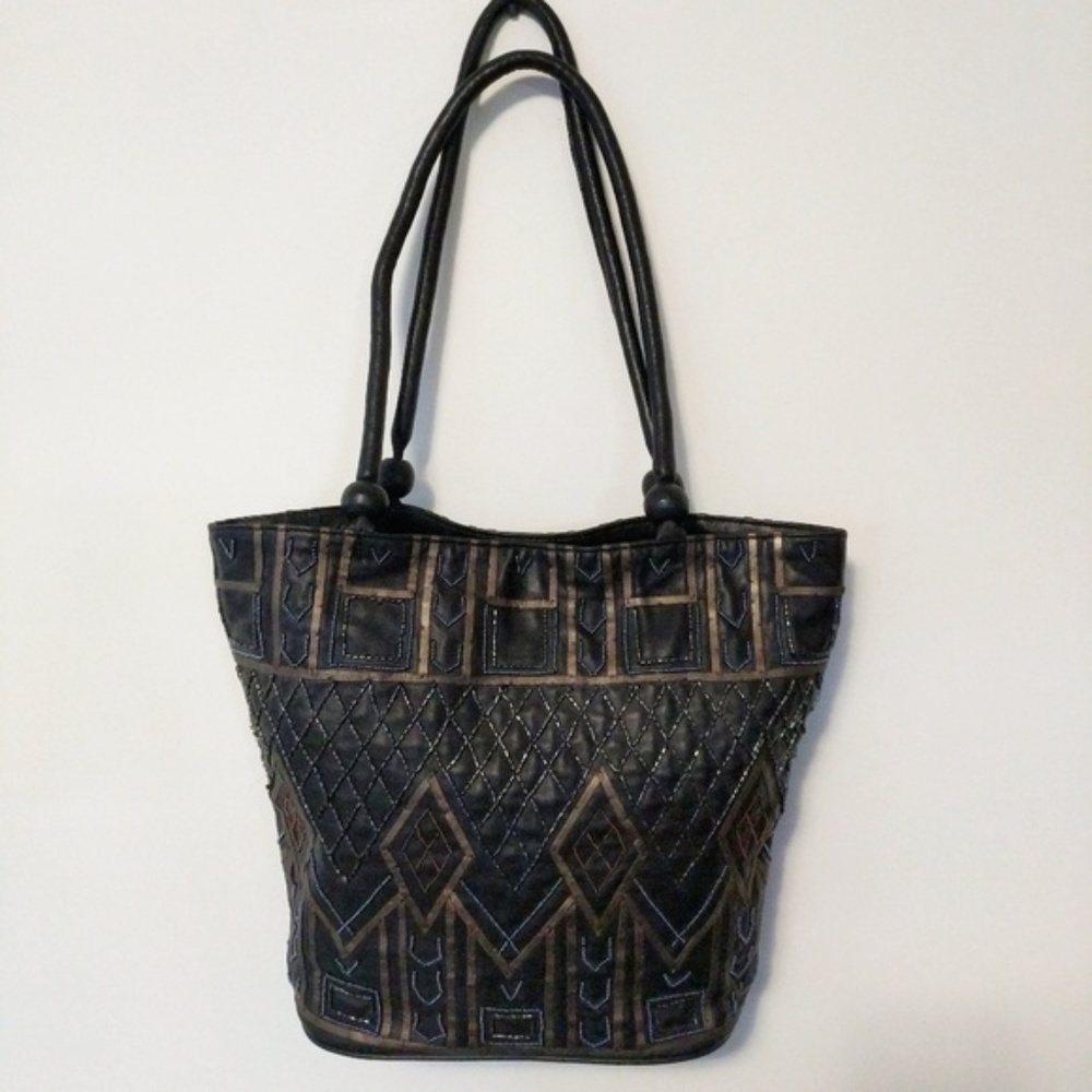 [Chico's] NWT Vintage Leather Beaded Handbag